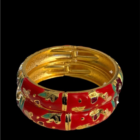 2 Vintage Beautiful Enamel Bangles - Picture 3 of 4